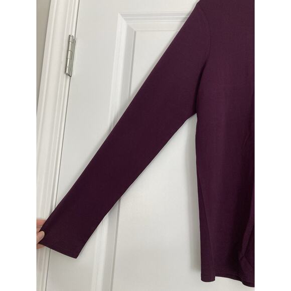Eileen Fisher Stretch Silk Jersey Scrunch Neck Top Turtleneck Port Maroon Medium - Picture 2 of 9